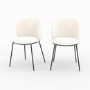 Lot de 2 chaises Bulle en tissu doux blanc, pieds métal noir