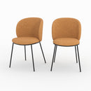 Lot de 2 chaises Bulle en tissu jaune moutarde, pieds métal noir