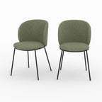 Bulle - Conjunto de 2 sillas de tela verde caqui, patas de metal negro