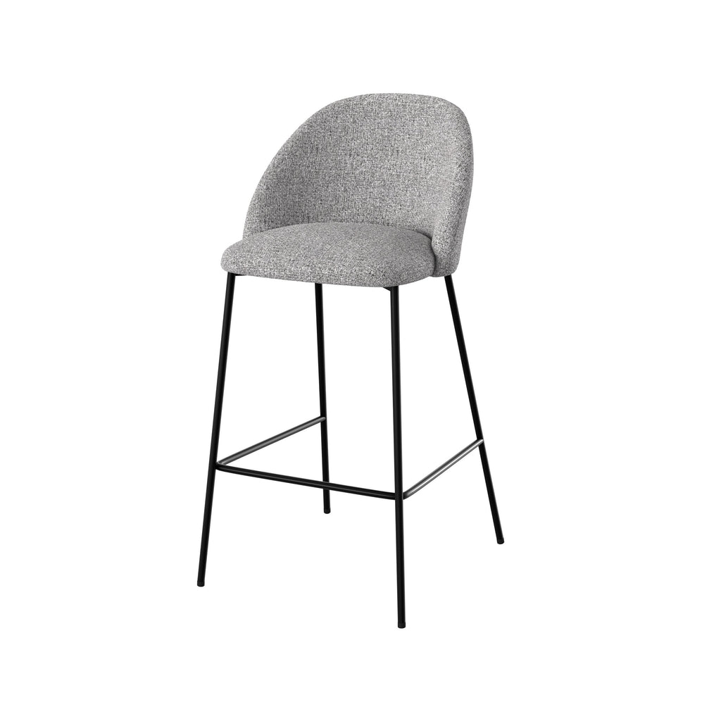 Karl - Lot De 2 Chaises Pour Îlot Central En Tissu Chiné Gris Clair