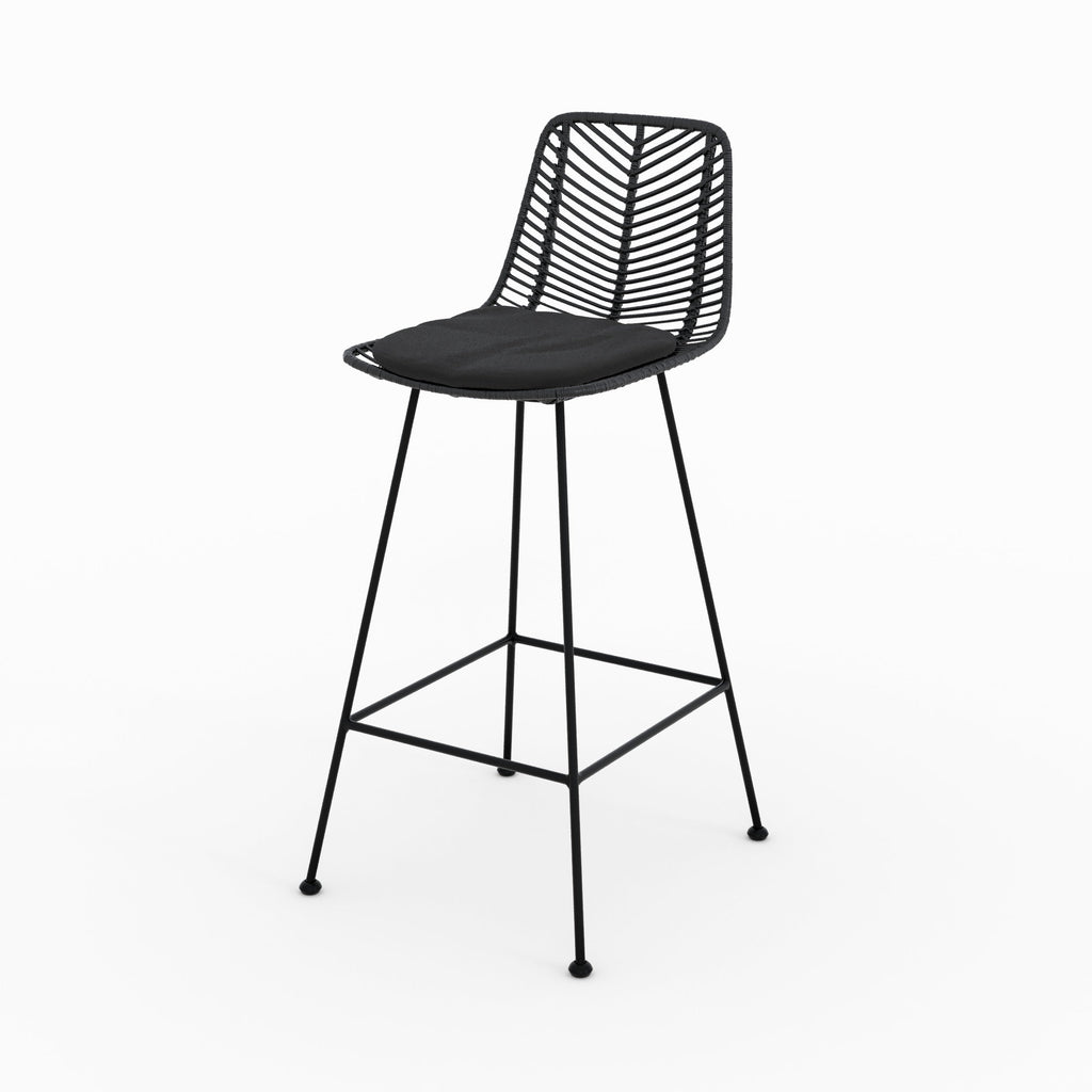 Tamara - Lot De 2 Chaises Pour Îlot Central En Rotin Noir