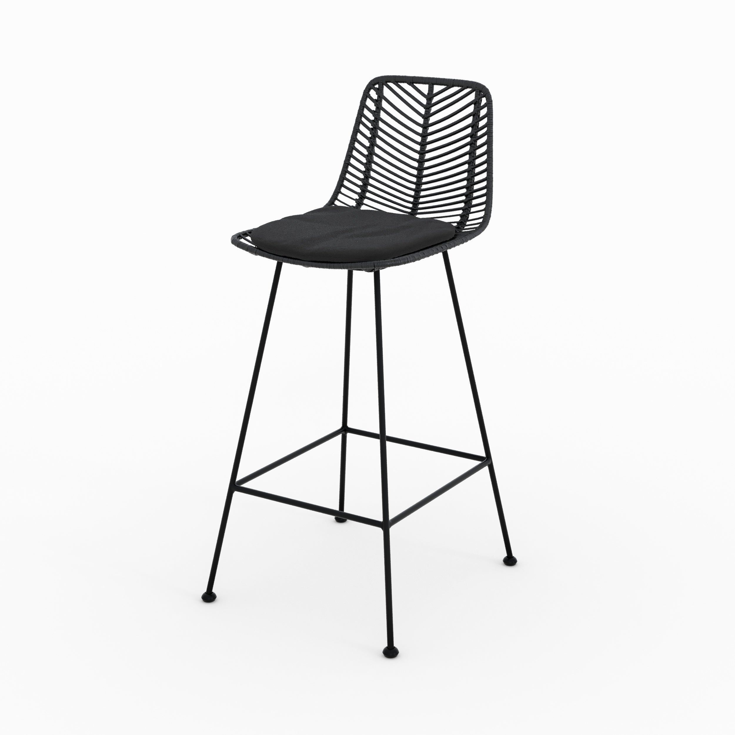 Tamara - Lot De 2 Chaises Pour Îlot Central En Rotin Noir