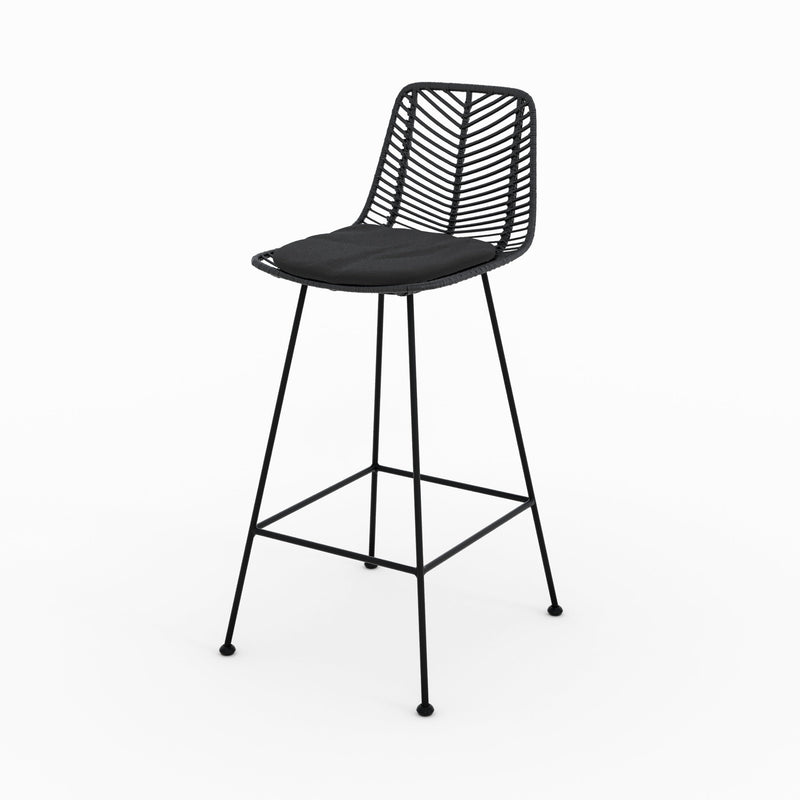 Lot de 2 chaises pour îlot central 66 cm Tamara en rotin noir