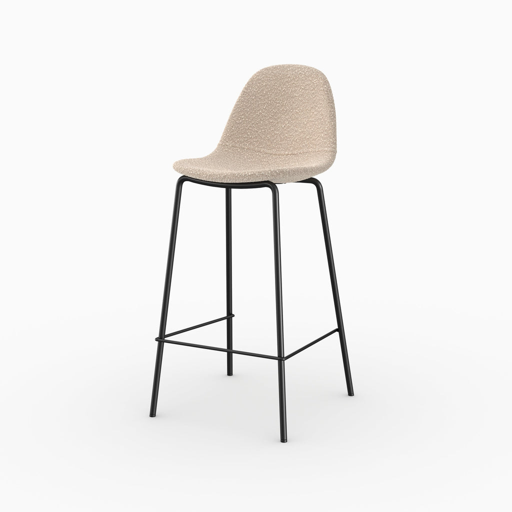 Henrik - Juego de 2 sillas tipo isla central en tela Bouclette beige