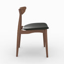 Lot de 2 chaises Josette en cuir synthétique noir et bois d'hévéa