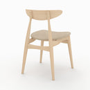 Lot de 2 chaises Josette en tissu beige et bois d'hévéa