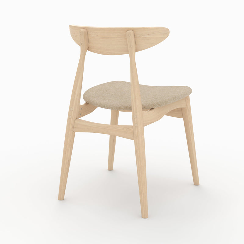 Lot de 2 chaises Josette en tissu beige et bois d'hévéa