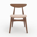 Lot de 2 chaises Josette en tissu beige et bois foncé d'hévéa