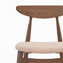 Lot de 2 chaises Josette en tissu beige et bois foncé d'hévéa