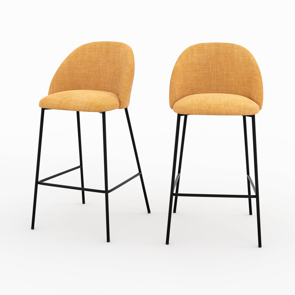 Karl - Lot De 2 Chaises Pour Ilot Central En Tissu Jaune Moutarde