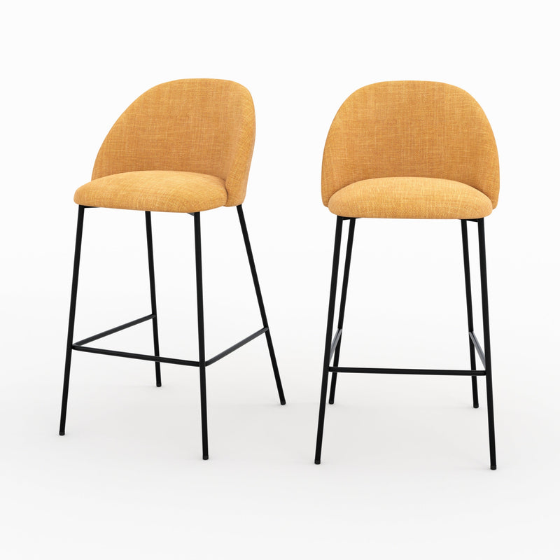 Lot de 2 chaises pour ilot central 66,5 cm Karl en tissu texturé jaune moutarde