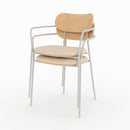 Lot de 2 chaises Marine en tissu beige et placage en bois clair