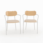Marine - Set of 2 Chairs in Beige Fabric and Light Wood Veneer