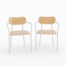 Lot de 2 chaises Marine en tissu beige et placage en bois clair