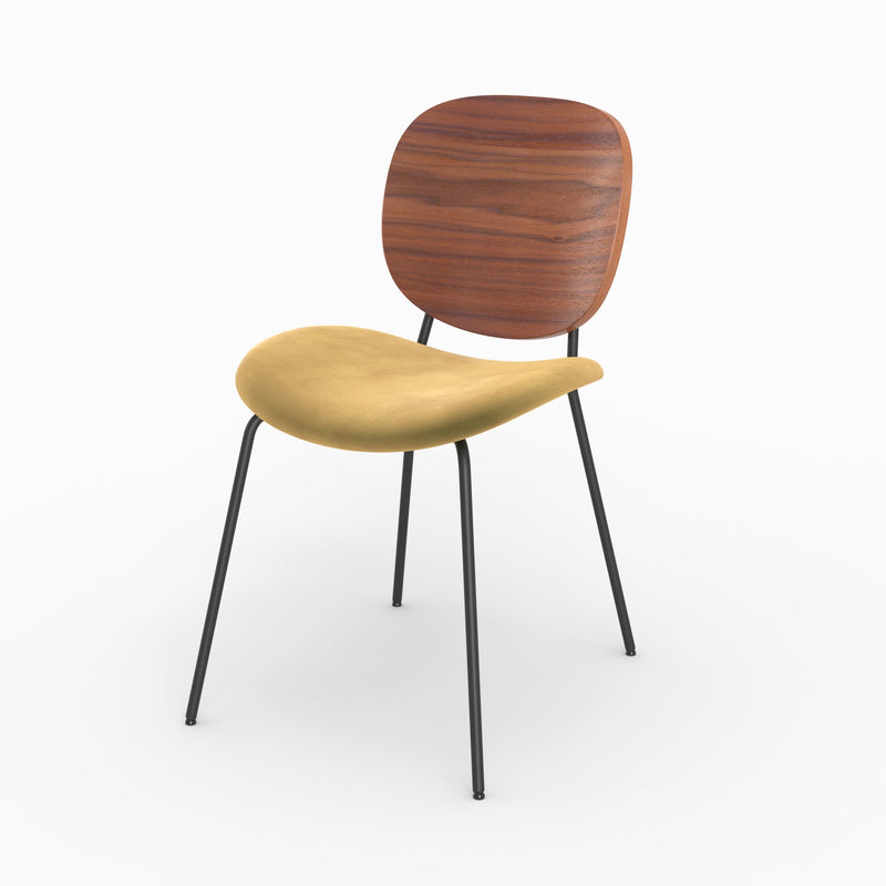Chaise Simone en velours jaune moutarde (lot de 2)