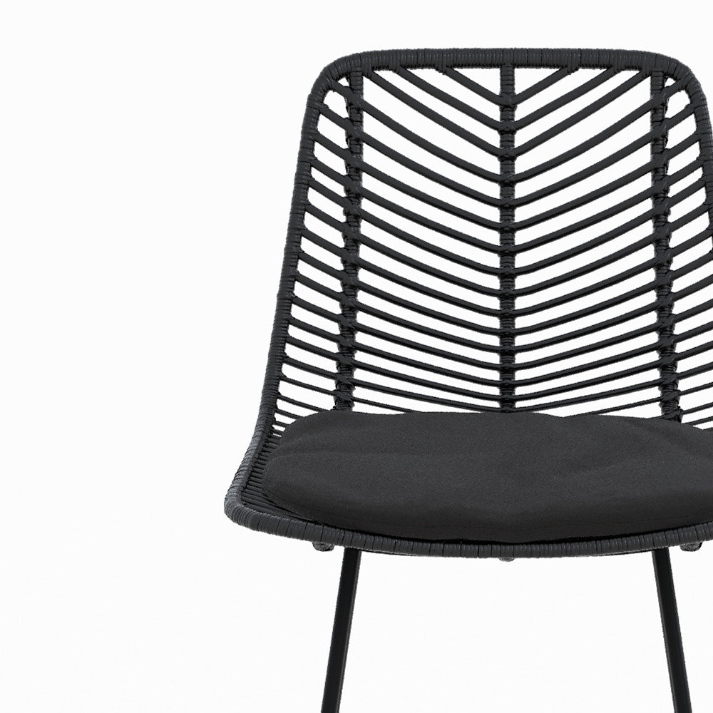 Tamara - Lot De 2 Chaises Pour Îlot Central En Rotin Noir