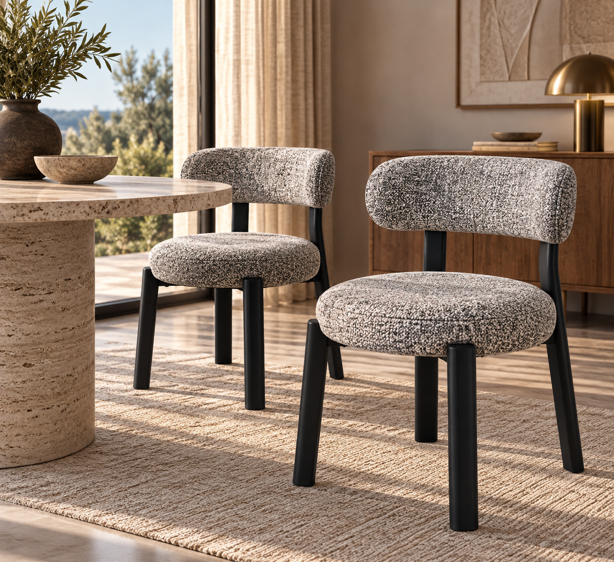 Oka - Set of 2 chairs - Flecked fabric - Grey