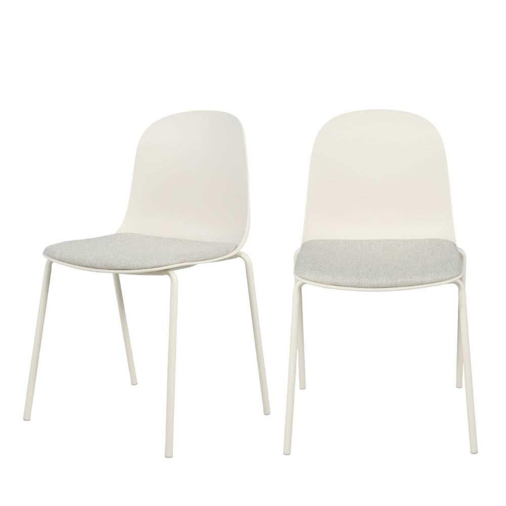 Linda - Set Of 2 Chairs - Fabric And Metal Beige Legs - Beige