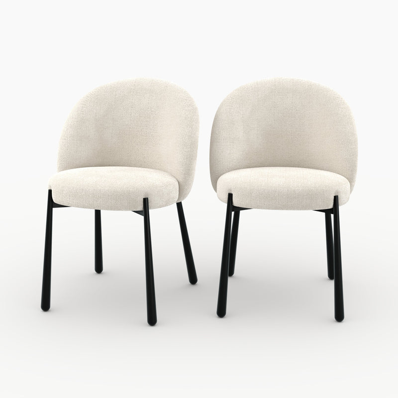 Lot de 2 chaises Pulpy en velours chenillé écru et métal noir
