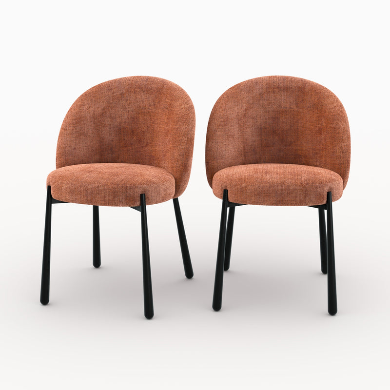 Lot de 2 chaises Pulpy en velours chenillé terracotta et métal noir