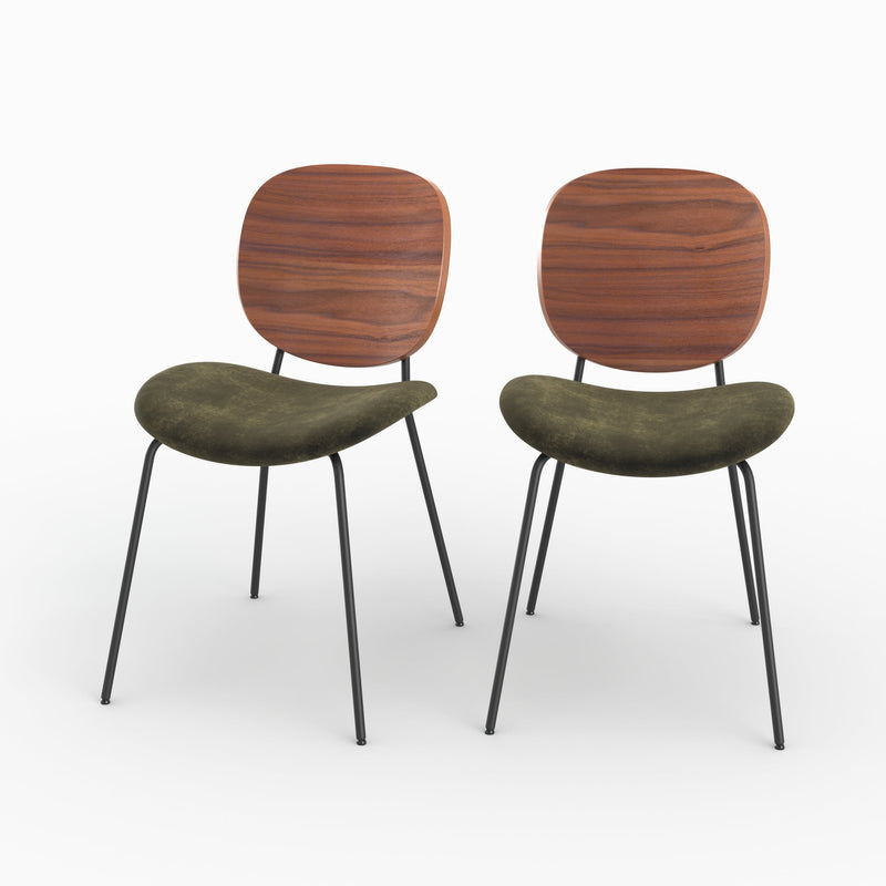 Chaise Simone en velours vert kaki (lot de 2)