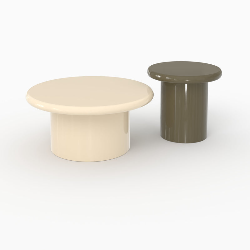 Lot de 2 tables basses Apoline laquées blanches et vert kaki en MDF