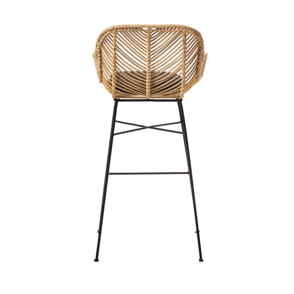 Nunuhai - Set Of 2 Bar Stools - Rattan - Natural - Seat Height 76cm