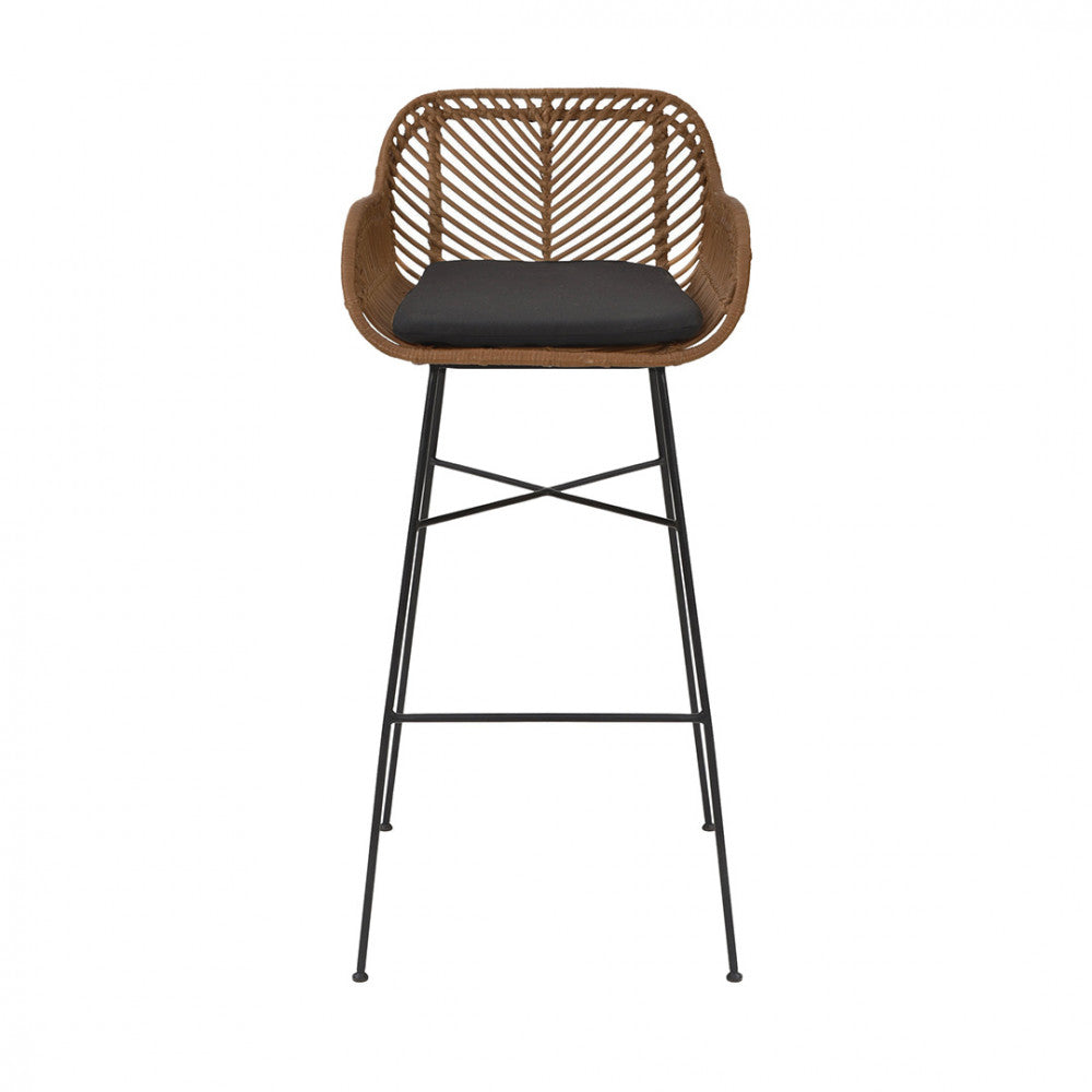 Nunuhai - Set of 2 Bar Stools - Rattan - Dark Wood
