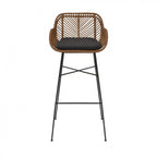 Nunuhai - Set of 2 Bar Stools - Rattan - Dark Wood