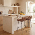 Nunuhai - Set of 2 Bar Stools - Rattan - Dark Wood