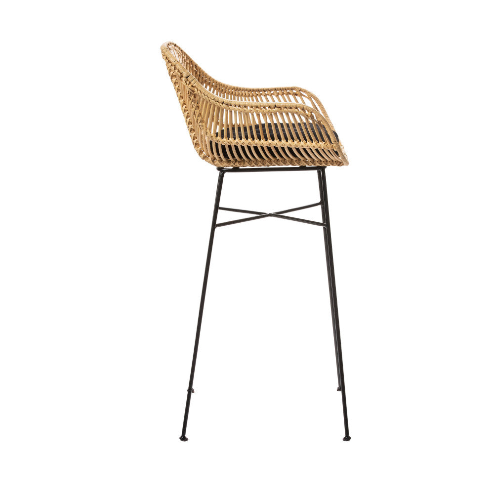 Nunuhai - Set Of 2 Bar Stools - Rattan - Natural - Seat Height 76cm