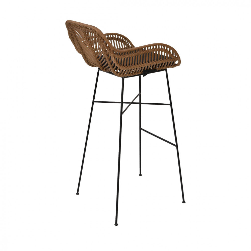 Nunuhai - Set of 2 Bar Stools - Rattan - Dark Wood