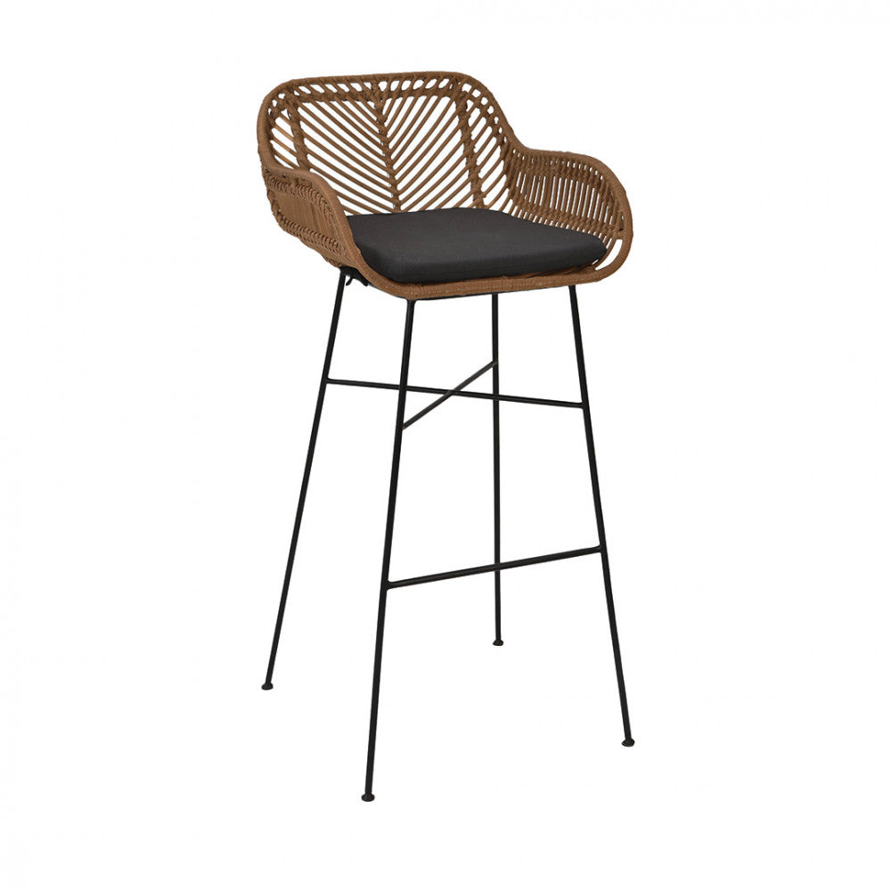 Nunuhai - Set of 2 Bar Stools - Rattan - Dark Wood