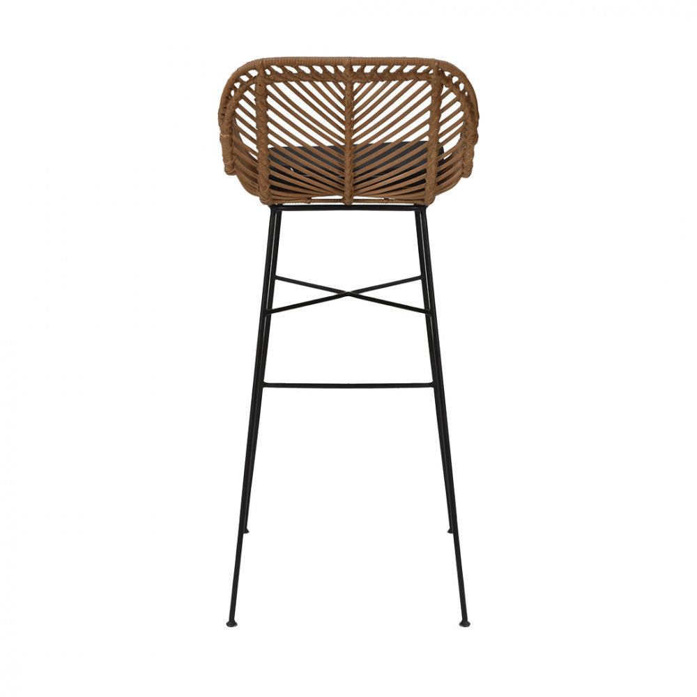 Nunuhai - Set of 2 Bar Stools - Rattan - Dark Wood