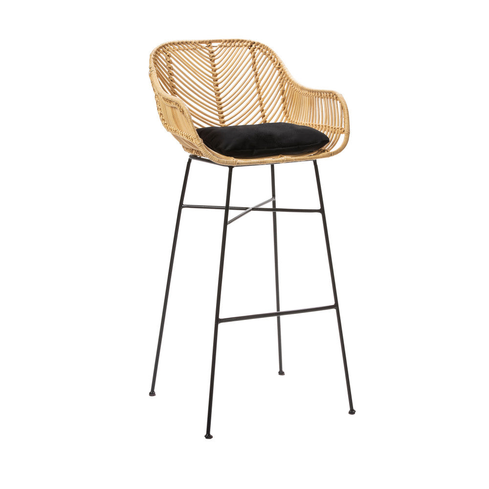 Nunuhai - Set Of 2 Bar Stools - Rattan - Natural - Seat Height 76cm