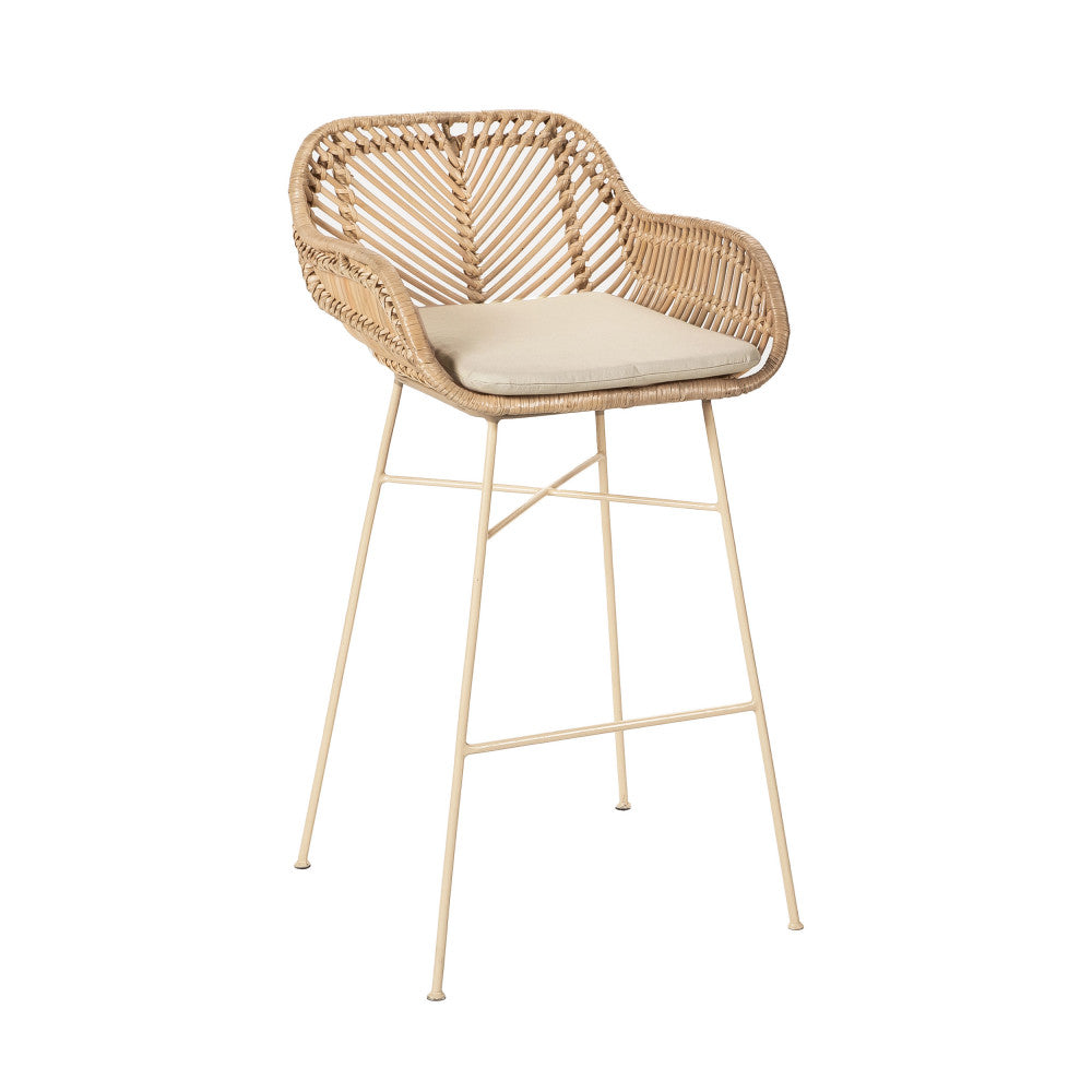 Nunuhai - Set of 2 Bar Stools - Rattan - Beige