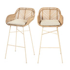 Nunuhai - Set of 2 Bar Stools - Rattan - Beige