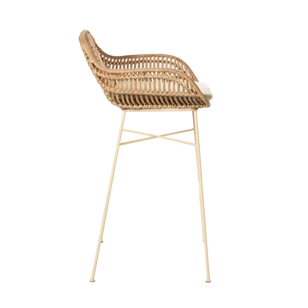 Nunuhai - Set of 2 Bar Stools - Rattan - Beige