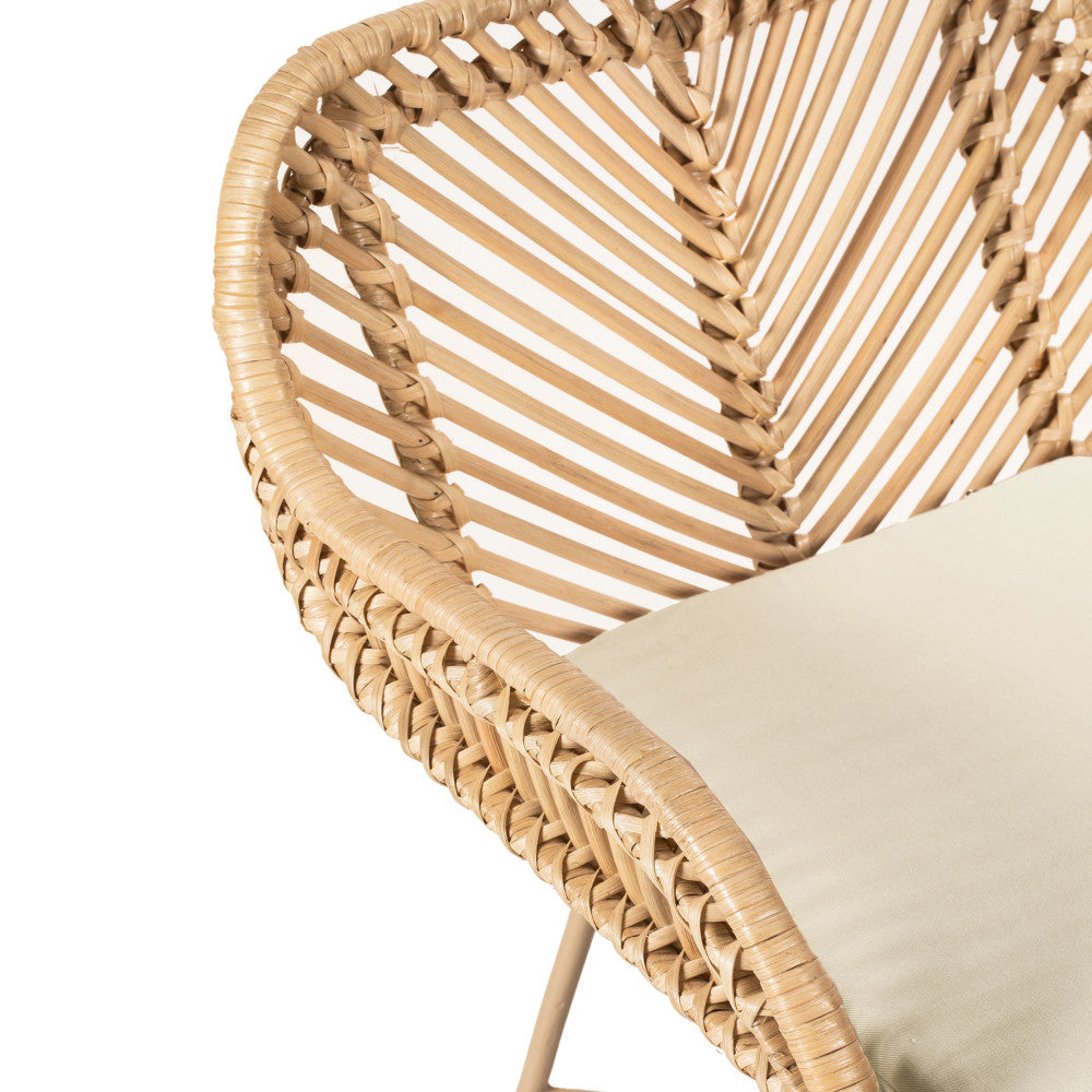 Nunuhai - Set of 2 Bar Stools - Rattan - Beige