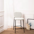 Dalby - Set of 2 Bar Stools - Bouclé Fabric & Metal - Ecru