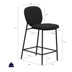 Dalby - Set of 2 Bar Stools - Bouclé Fabric & Metal - Ecru