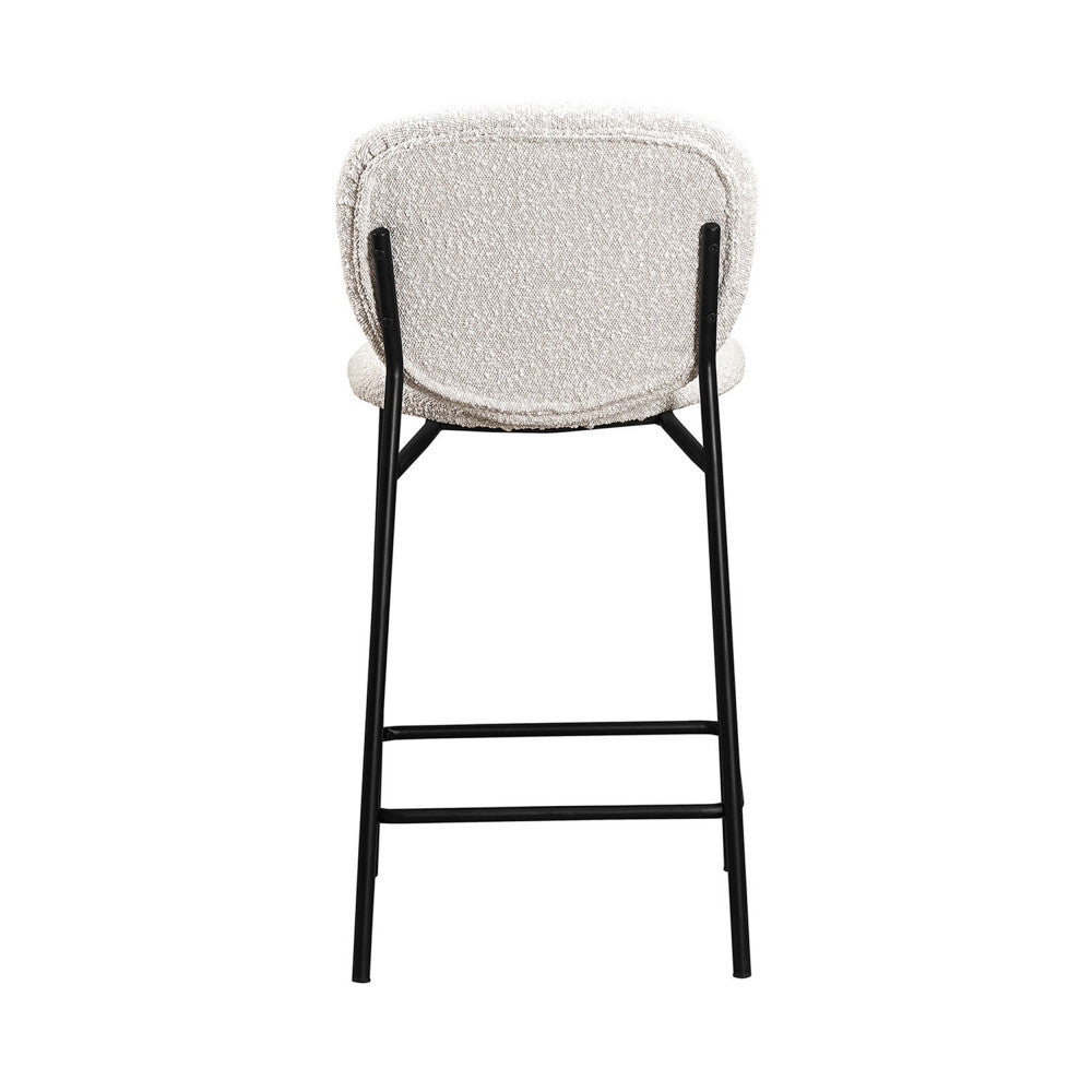 Dalby - Set of 2 Bar Stools - Bouclé Fabric & Metal - Ecru
