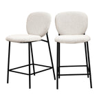 Dalby - Set of 2 Bar Stools - Bouclé Fabric & Metal - Ecru