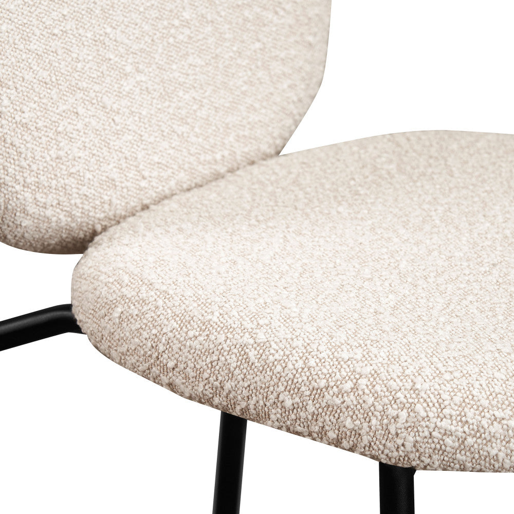 Dalby - Set of 2 Bar Stools - Bouclé Fabric & Metal - Ecru