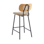 Ema - Set of 2 Bar Stools - Bouclé Fabric and Metal - Taupe