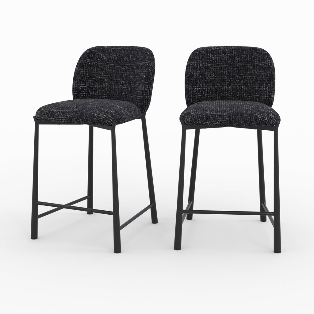 Bento - Lot De 2 Chaises Pour Ilot Central En Tissu Texturé Noir
