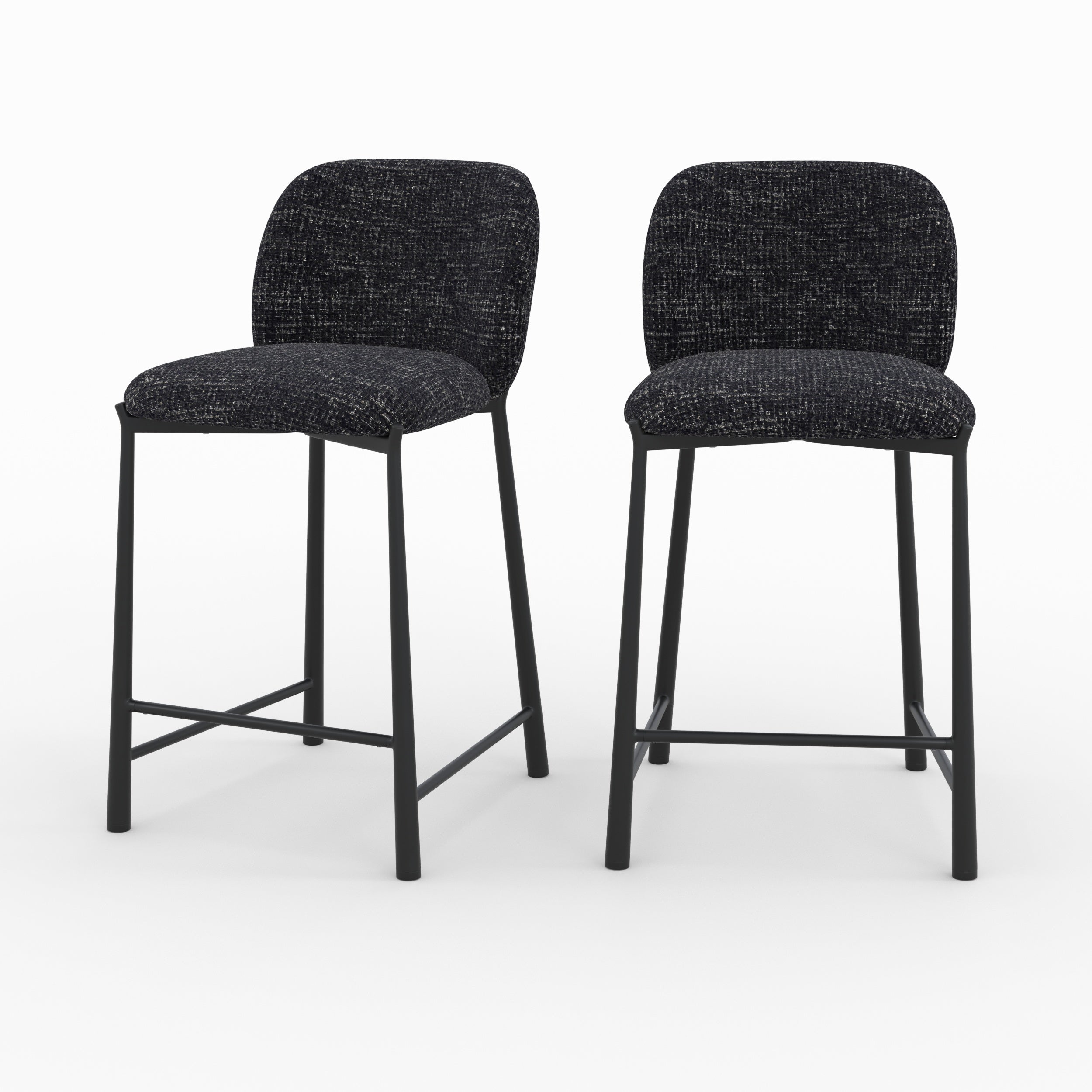 Bento - Lot De 2 Chaises Pour Ilot Central En Tissu Texturé Noir