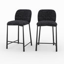 Lot de 2 chaises Bento pour ilot central 65,5 cm en tissu texturé noir