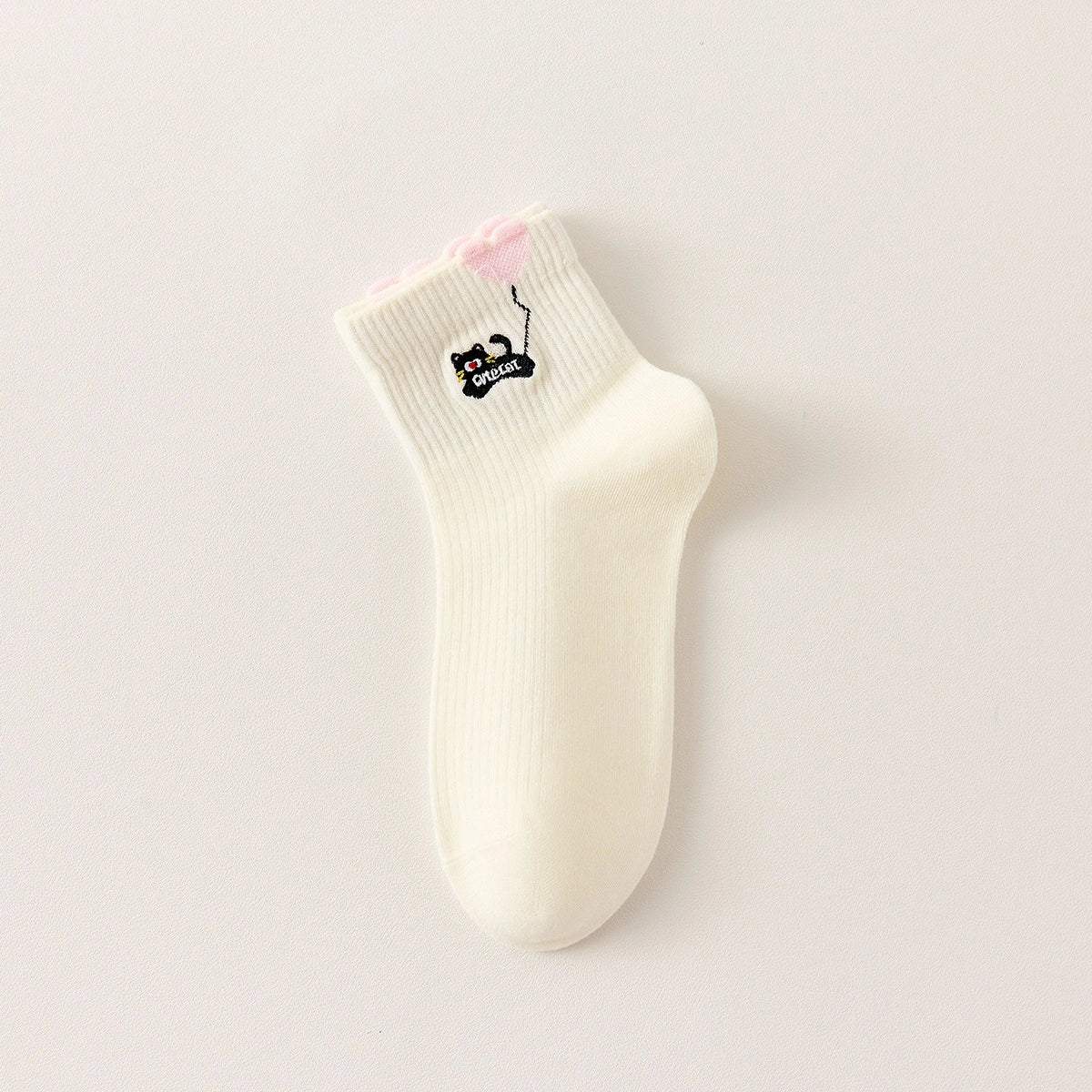 Lot De 3 Chaussettes Mi-Hautes Chat & Ballon Coeur