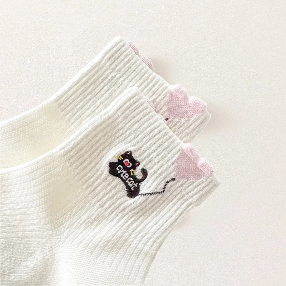 Lot De 3 Chaussettes Mi-Hautes Chat & Ballon Coeur